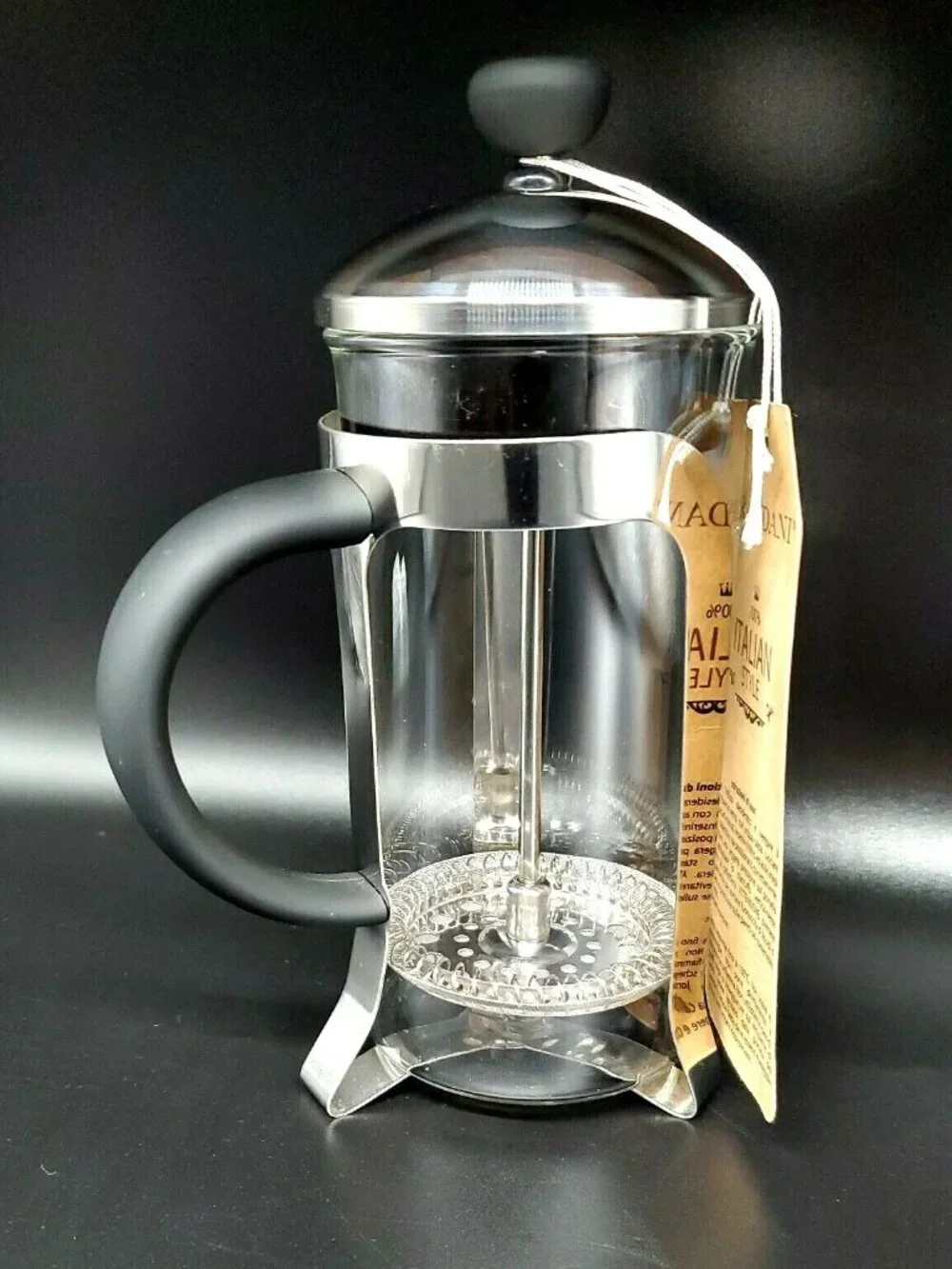 BRANDANI Coffee Tea French Press Stainless Steel Glass 100% Italian Style